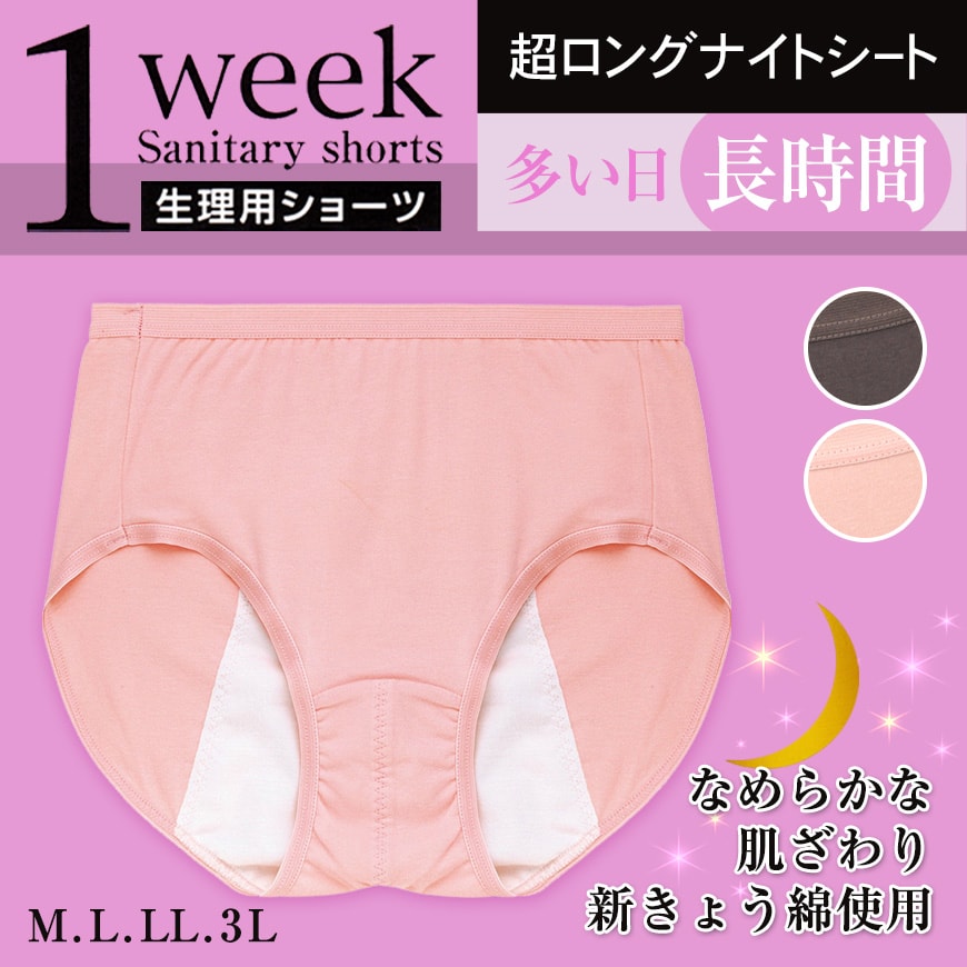 アツギ 1week 多い日・長時間用 肌フリースタイル ナイトシートサニタリーショーツ M～3L (ATSUGI 1ウィーク) 【在庫限り】