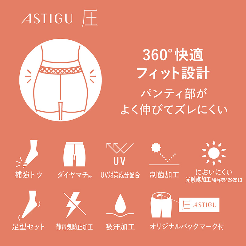 【3足セット】 アスティーグ 強 ストッキング レディース パンスト ゆったり JJLL (ASTIGU パンティストッキング 婦人 黒 ベージュ 破れにくい) (取寄せ)