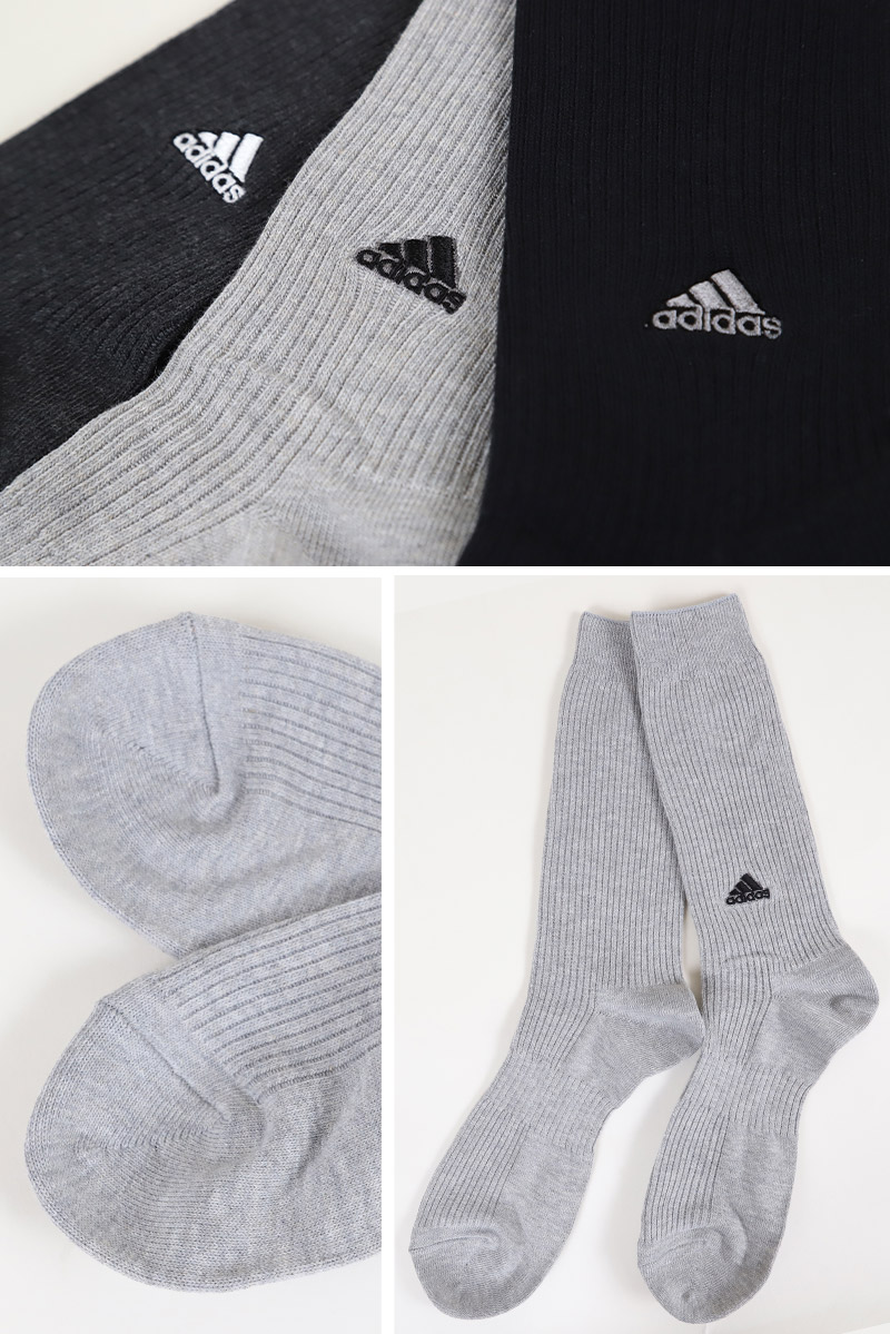 adidas クルー丈ソックス 3足組 消臭加工 24-26cm～28-30cm (アディダス ソックス 靴下 メンズ 男 セット まとめ買い  フクスケ)