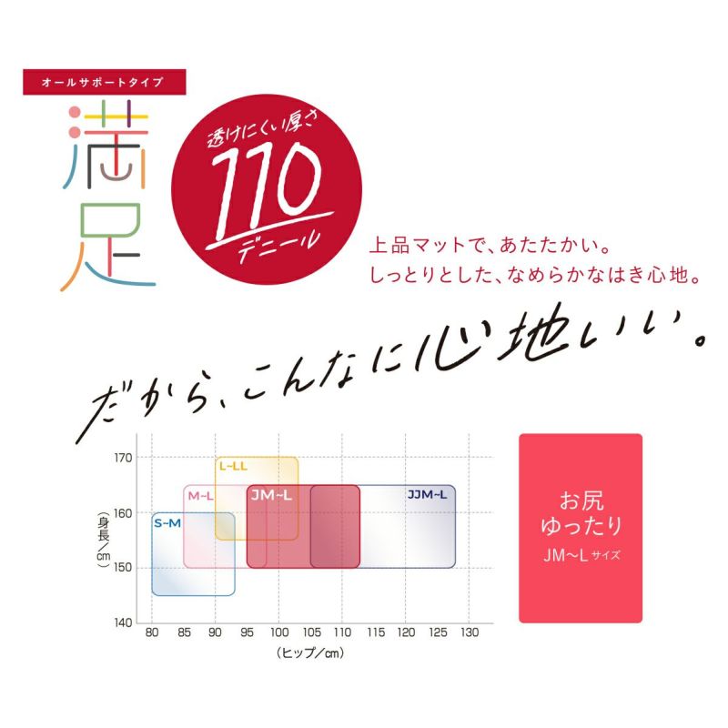 福助 満足 美しく心地いい　110デニールタイツ S-M～L-LL (フクスケ レディース ベージュ 黒 カラータイツ 発熱タイツ 暖かい ふくすけ)