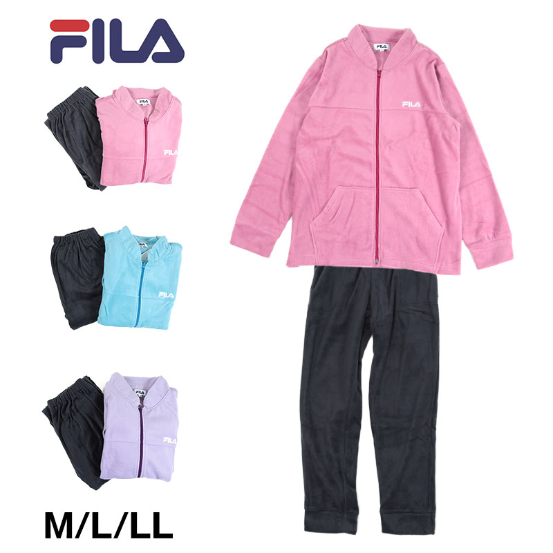 グンゼ FILA 婦人長袖長パンツフリースパジャマ M/L/LL (FILA GUNZE フリース パジャマ ルームウェア 軽い 暖か 婦人 レディース 長袖 長パンツ) (送料無料) (在庫限り)