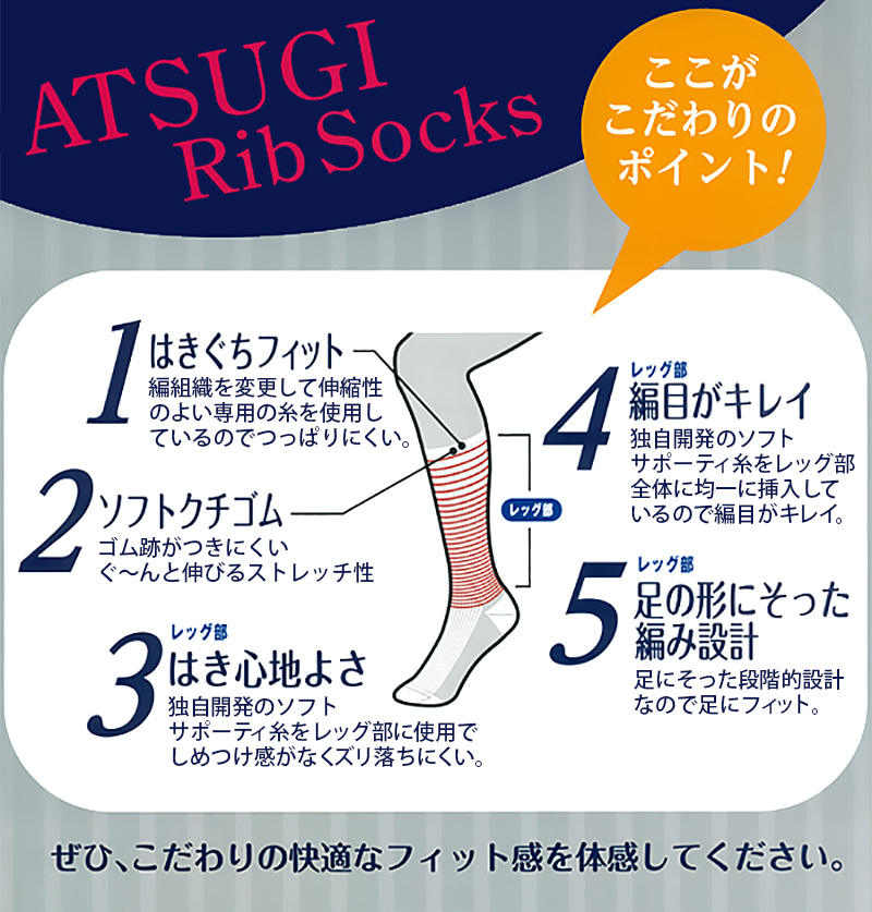 アツギ Rib Socks ソフトフィット クルー丈ソックス 4足組 24-26cm～28-30cm (メンズ 靴下 白 ソックス セット 29cm  30cm リブ 無地) クルーソックス すててこねっと