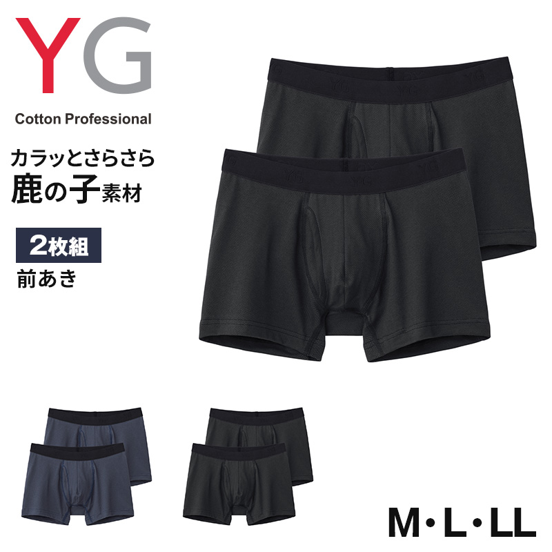 グンゼ YG ボクサーパンツ 綿混 メンズ 前あき 2枚組 M～LL GUNZE YG ワイジー 下着 パンツ ボクサーブリーフ 男性 紳士 M L LL