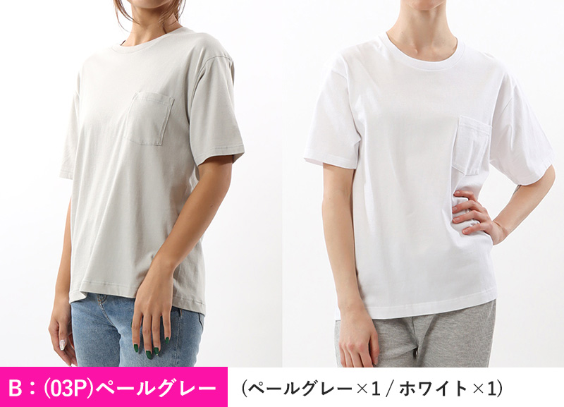 ヘインズ レディース Tシャツ ポケット トップス 半袖 綿100% コットン 春夏 2枚組 M・L (Hanes 透けにくい 綿 無地 シンプル インナー 女性 ポケット付き セット クルーネック) (在庫限り)