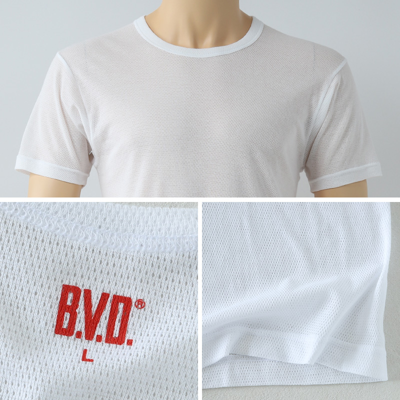 BVD ランニング シャツ タンクトップ 鹿の子 メッシュ メンズ インナー 2枚組 M～LL bvd tシャツ インナーシャツ 肌着 下着 ノースリーブ 春夏 ホワイト 白 M L LL (在庫限り)