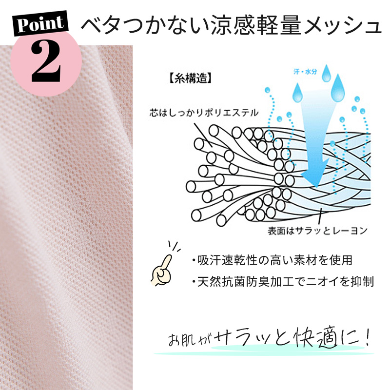 メッシュ ブラ キャミソール レディース 日本製 M～3L (ノンワイヤー ホックなし ブラキャミ ブラジャー 夏 涼しい さらさら サラサラ カップ付き 締め付けない 敏感肌 蒸れない らくらく 大きいサイズ LL 3L 軽い 軽量 薄い シニア 50代 60代)